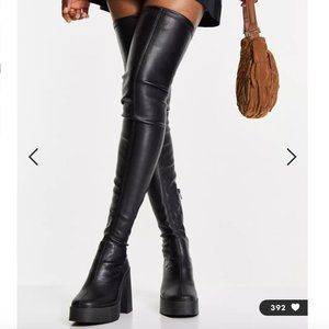 ASOS DESIGN Koala high-heeled over the knee boots in black